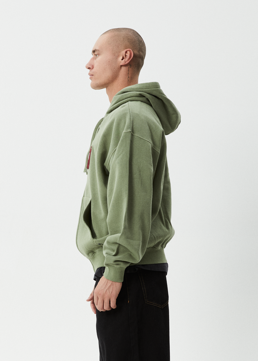 AFENDS Mens Sun Bite - Zip Hood - Oil Green
