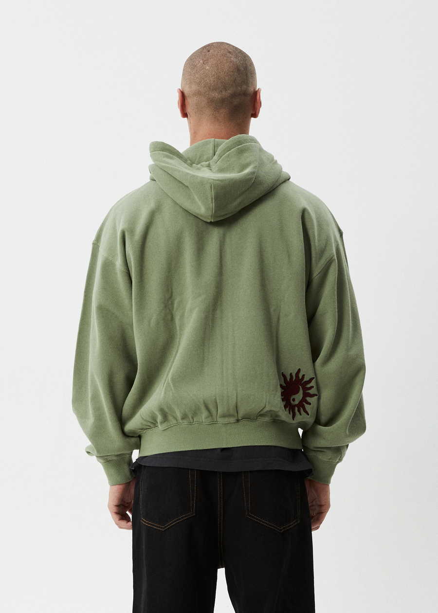 AFENDS Mens Sun Bite - Zip Hood - Oil Green