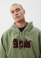 AFENDS Mens Sun Bite - Zip Hood - Oil Green - Afends mens sun bite   zip hood   oil green