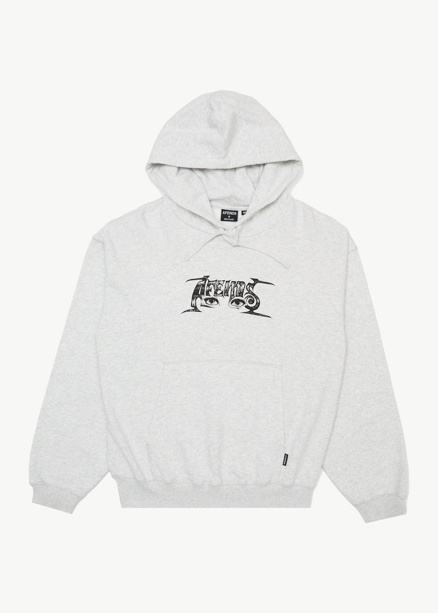 AFENDS Mens All Eyez - Boxy Hoodie - Grey Marle