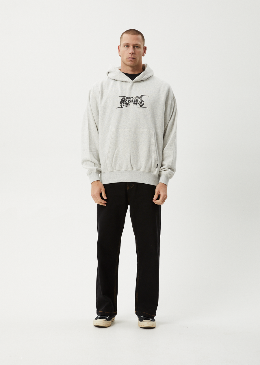 AFENDS Mens All Eyez - Boxy Hoodie - Grey Marle