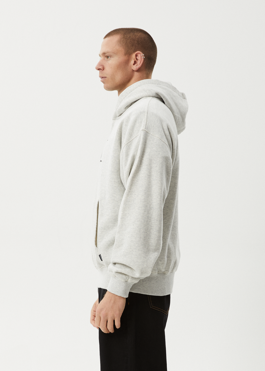 AFENDS Mens All Eyez - Boxy Hoodie - Grey Marle