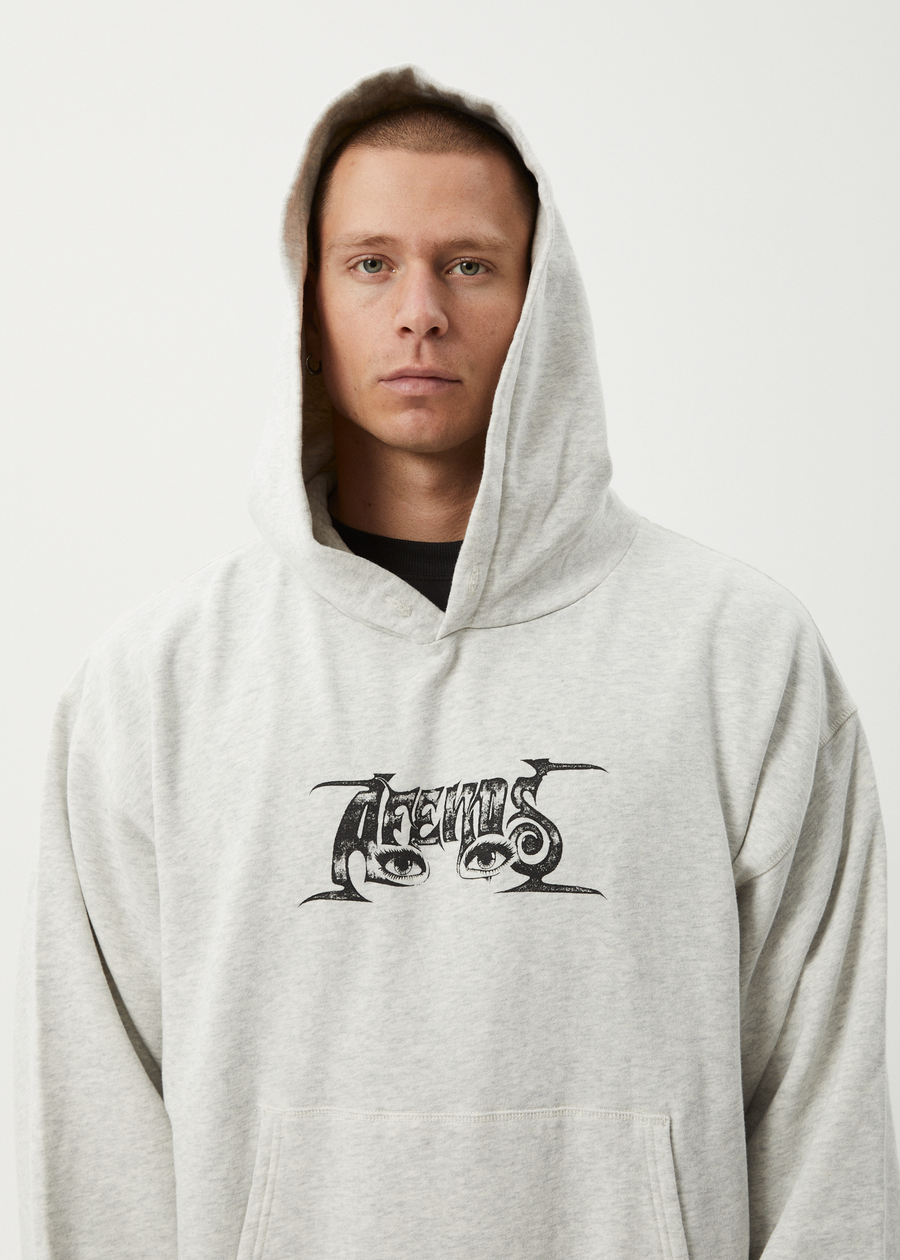 AFENDS Mens All Eyez - Boxy Hoodie - Grey Marle