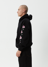 AFENDS Mens Smell The Roses - Boxy Hoodie - Black - Afends mens smell the roses   boxy hoodie   black