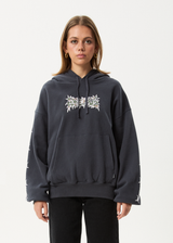 AFENDS Mens Hidden - Boxy Hoodie - Charcoal - Afends mens hidden   boxy hoodie   charcoal