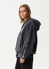 AFENDS Mens Hidden - Boxy Hoodie - Charcoal - Afends mens hidden   boxy hoodie   charcoal