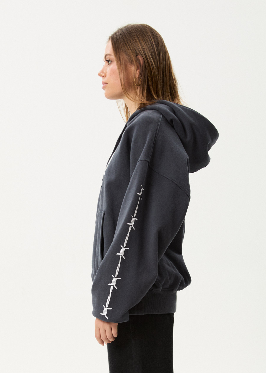 AFENDS Mens Hidden - Boxy Hoodie - Charcoal