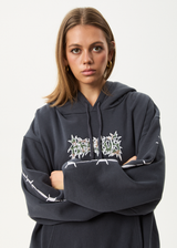 AFENDS Mens Hidden - Boxy Hoodie - Charcoal - Afends mens hidden   boxy hoodie   charcoal