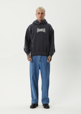 AFENDS Mens Hidden - Boxy Hoodie - Charcoal - Afends mens hidden   boxy hoodie   charcoal