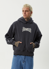 AFENDS Mens Hidden - Boxy Hoodie - Charcoal - Afends mens hidden   boxy hoodie   charcoal