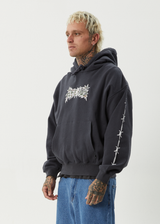 AFENDS Mens Hidden - Boxy Hoodie - Charcoal - Afends mens hidden   boxy hoodie   charcoal