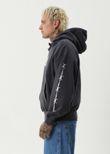 AFENDS Mens Hidden - Boxy Hoodie - Charcoal - Afends mens hidden   boxy hoodie   charcoal