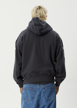 AFENDS Mens Hidden - Boxy Hoodie - Charcoal - Afends mens hidden   boxy hoodie   charcoal