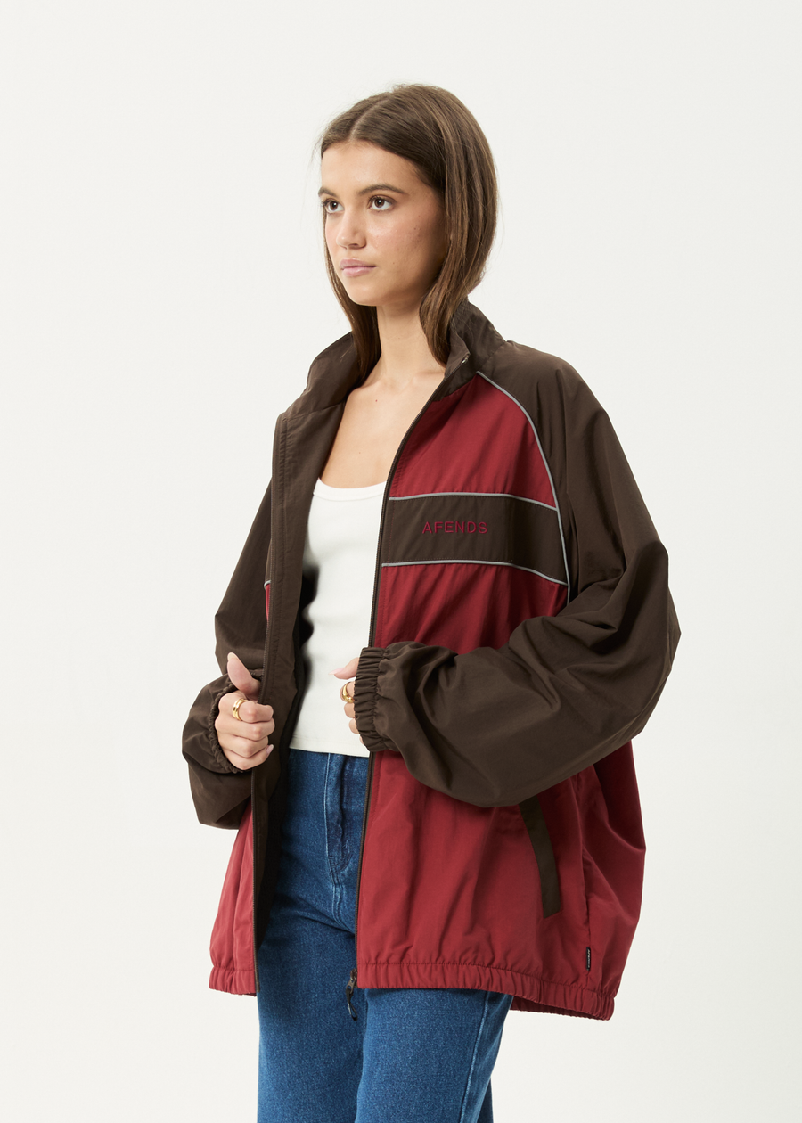 AFENDS Mens Spicy - Sports Spray Jacket - Burgundy