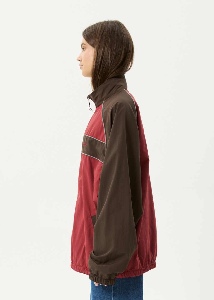 AFENDS Mens Spicy - Sports Spray Jacket - Burgundy