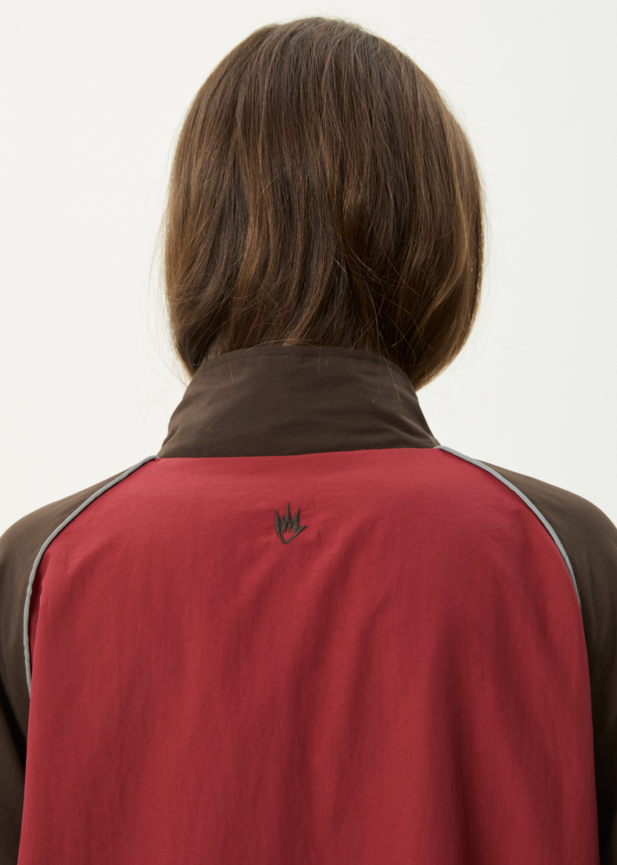 AFENDS Mens Spicy - Sports Spray Jacket - Burgundy