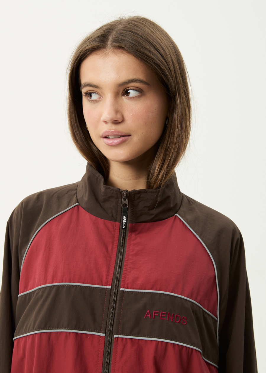 AFENDS Mens Spicy - Sports Spray Jacket - Burgundy