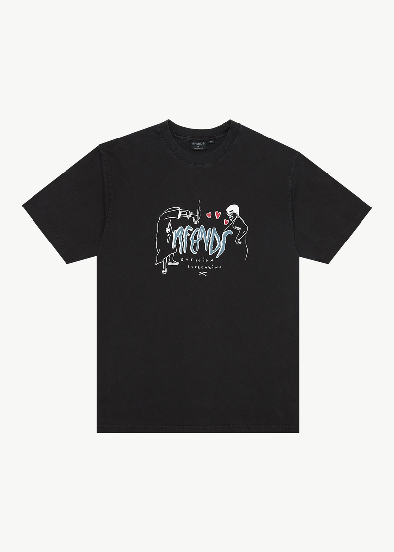 AFENDS Mens Torched - Retro Tee - Stone Black