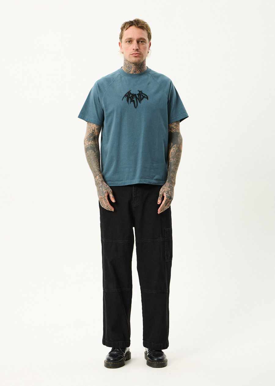 AFENDS Mens Bats - Raglan Boxy Tee - Fuel
