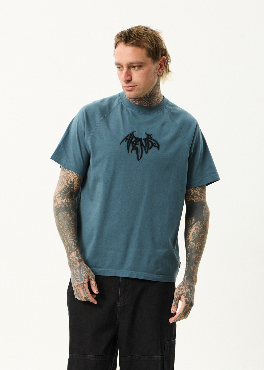 AFENDS Mens Bats - Raglan Boxy Tee - Fuel