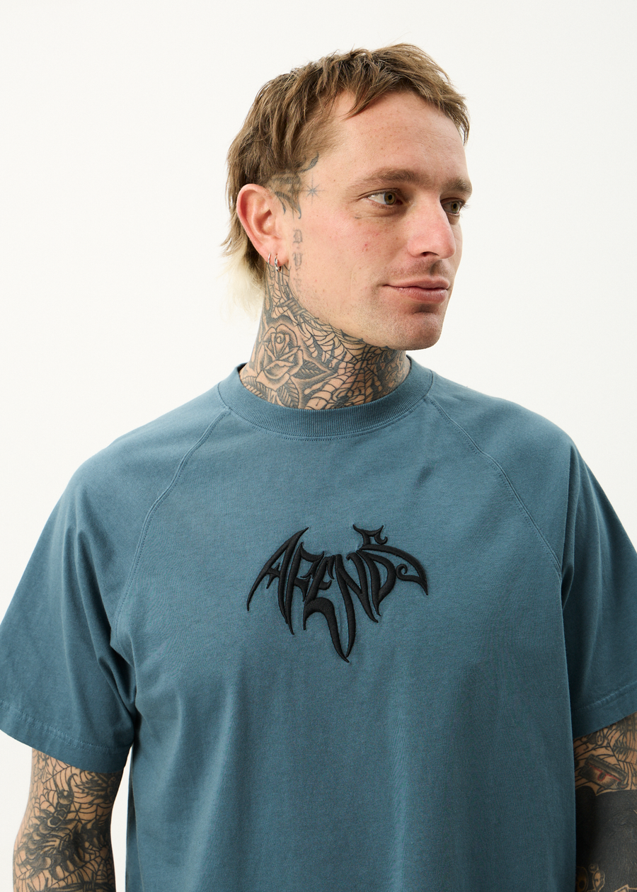 AFENDS Mens Bats - Raglan Boxy Tee - Fuel