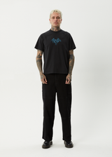 AFENDS Mens Bats - Raglan Boxy Tee - Stone Black - Afends mens bats   raglan boxy tee   stone black
