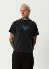AFENDS Mens Bats - Raglan Boxy Tee - Stone Black - Afends mens bats   raglan boxy tee   stone black