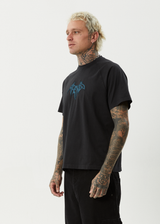 AFENDS Mens Bats - Raglan Boxy Tee - Stone Black - Afends mens bats   raglan boxy tee   stone black