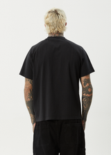 AFENDS Mens Bats - Raglan Boxy Tee - Stone Black - Afends mens bats   raglan boxy tee   stone black