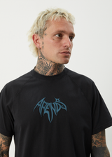 AFENDS Mens Bats - Raglan Boxy Tee - Stone Black - Afends mens bats   raglan boxy tee   stone black