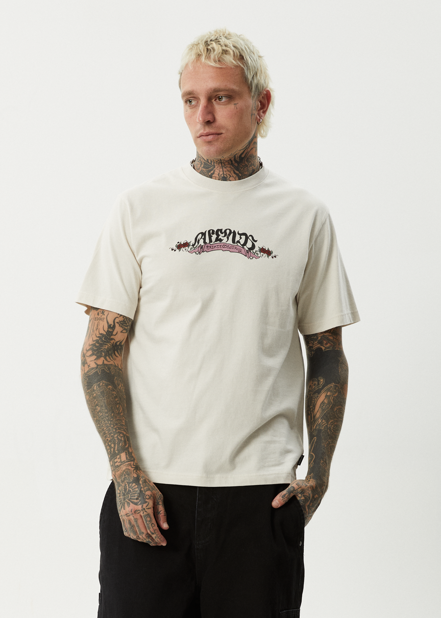 AFENDS Mens Ink - Retro Tee - Moonbeam