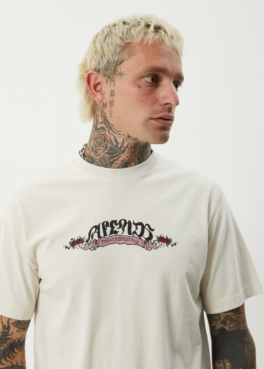 AFENDS Mens Ink - Retro Tee - Moonbeam