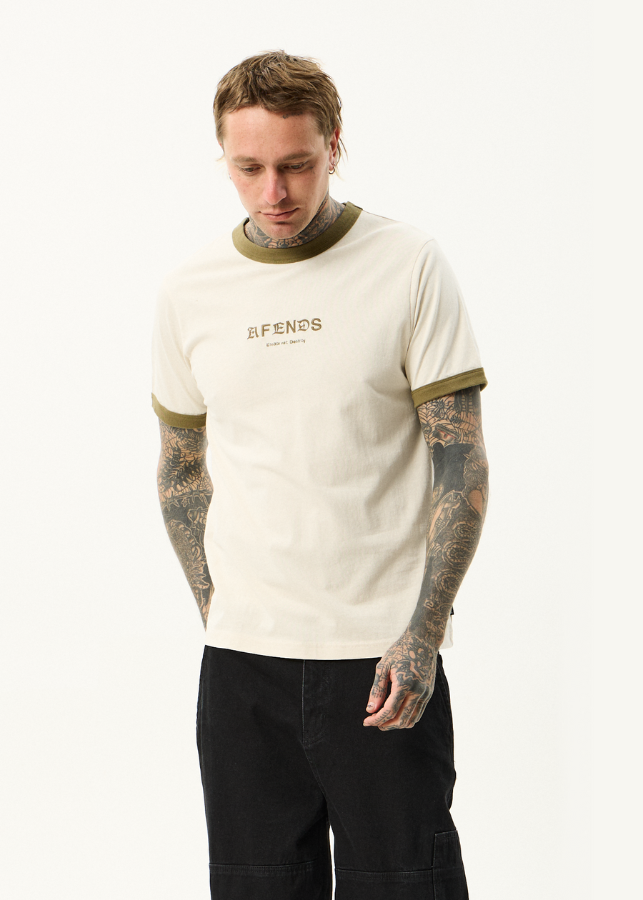 AFENDS Mens Mix Up - Ringer Tee - Moonbeam