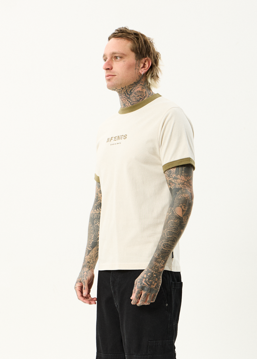 AFENDS Mens Mix Up - Ringer Tee - Moonbeam