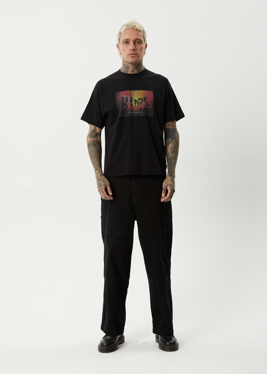 AFENDS Mens Study Club - Boxy Tee - Black