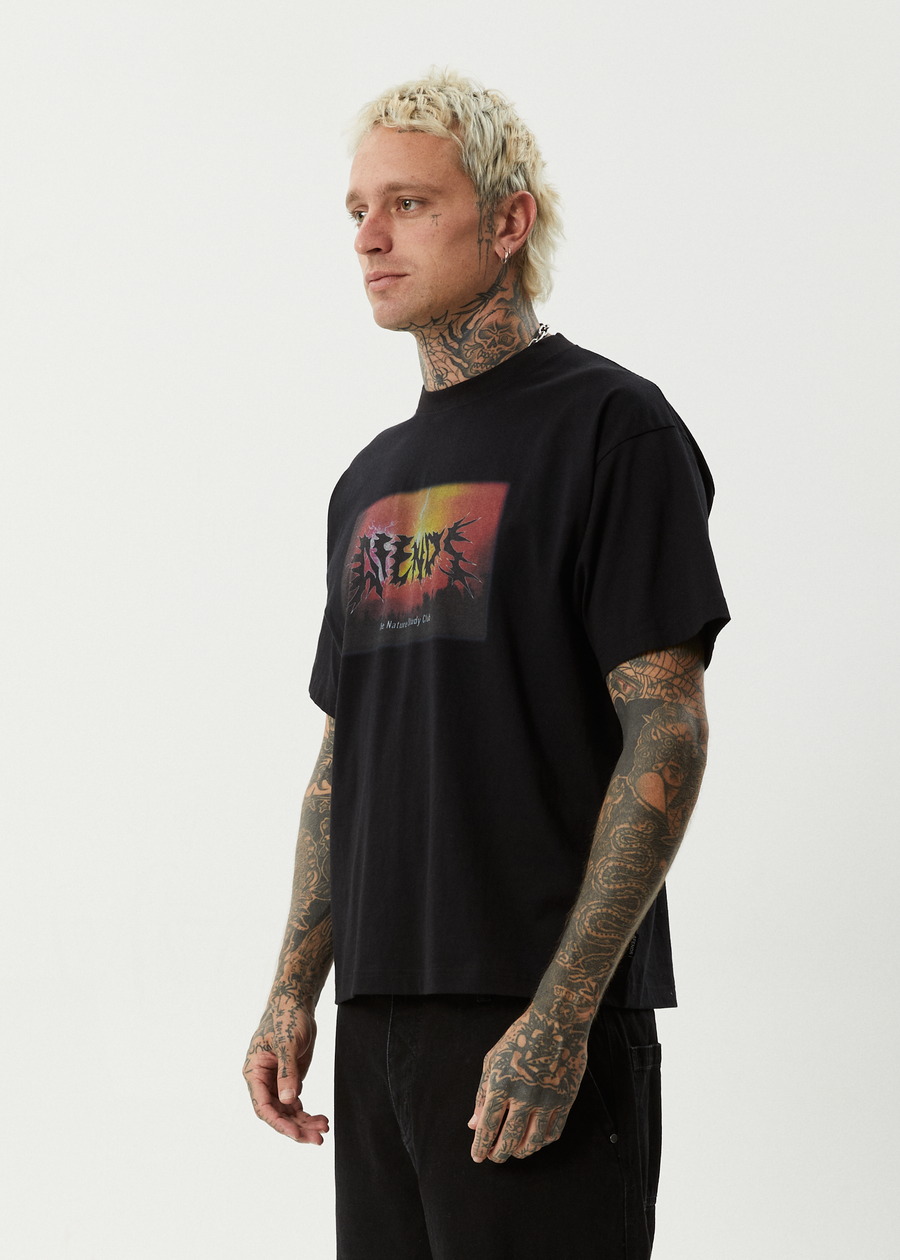 AFENDS Mens Study Club - Boxy Tee - Black