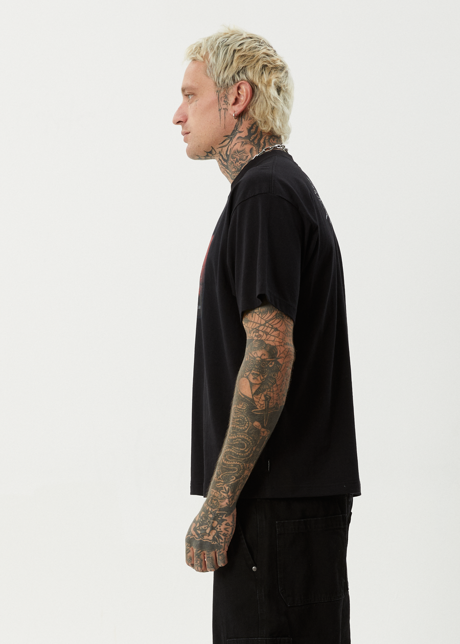 AFENDS Mens Study Club - Boxy Tee - Black