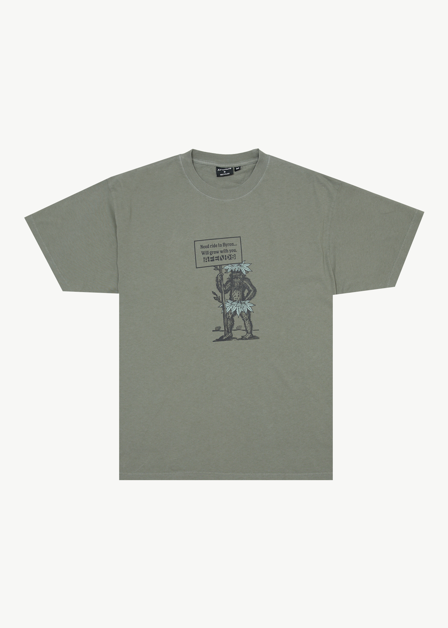 AFENDS Mens Hitching - Boxy Tee - Washed Sycamore