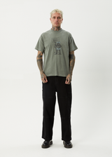 AFENDS Mens Hitching - Boxy Tee - Washed Sycamore - Afends mens hitching   boxy tee   washed sycamore