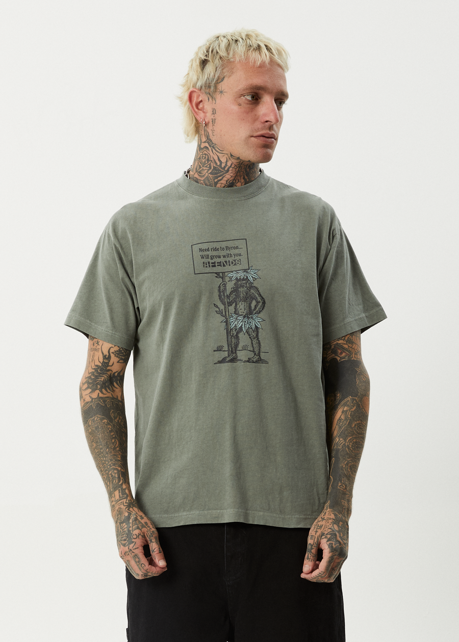 AFENDS Mens Hitching - Boxy Tee - Washed Sycamore