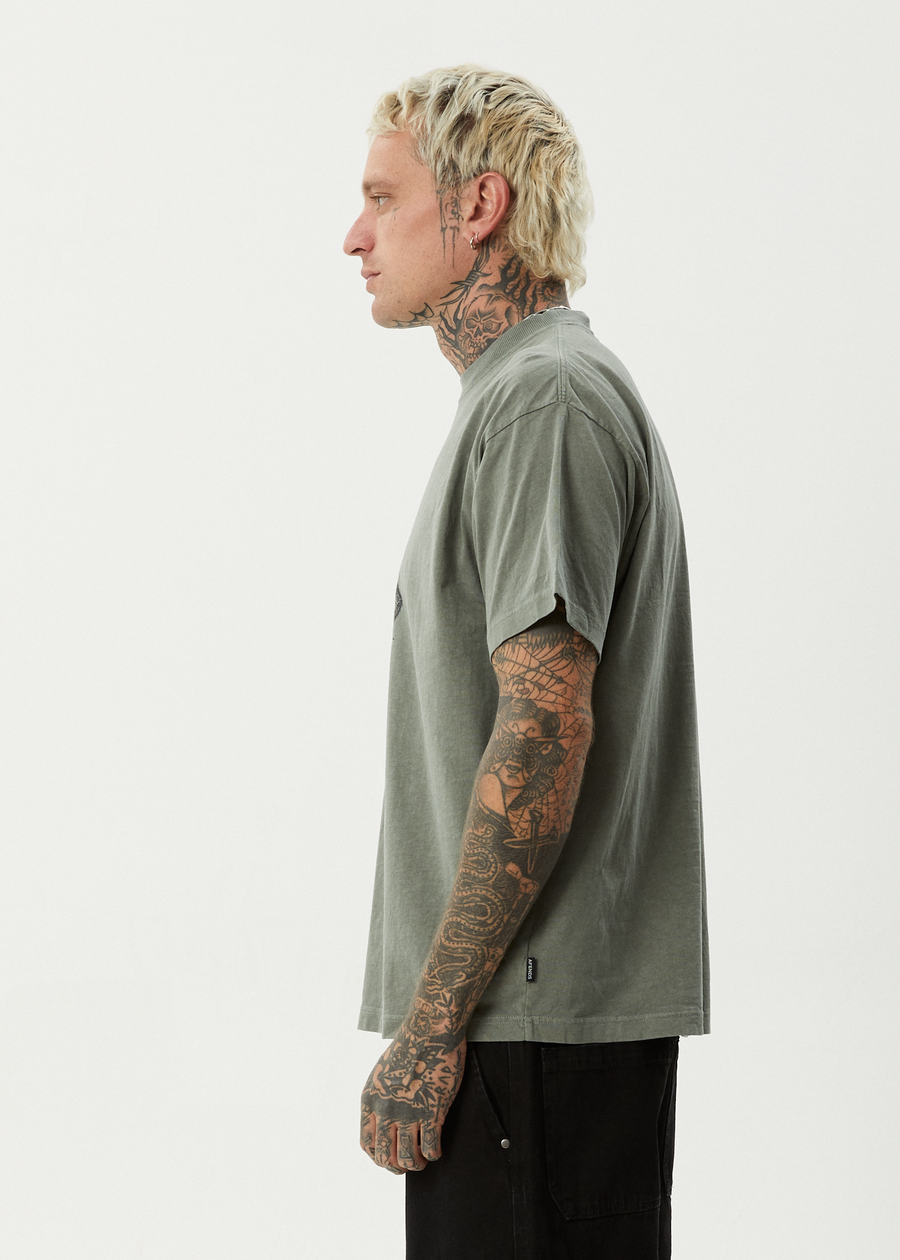 AFENDS Mens Hitching - Boxy Tee - Washed Sycamore