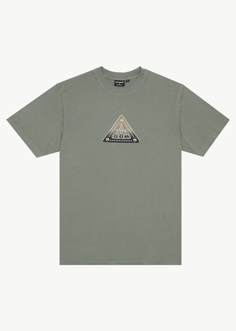 AFENDS Mens Embossed - Retro Tee - Washed Sycamore