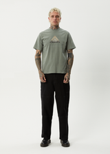 AFENDS Mens Embossed - Retro Tee - Washed Sycamore - Afends mens embossed   retro tee   washed sycamore