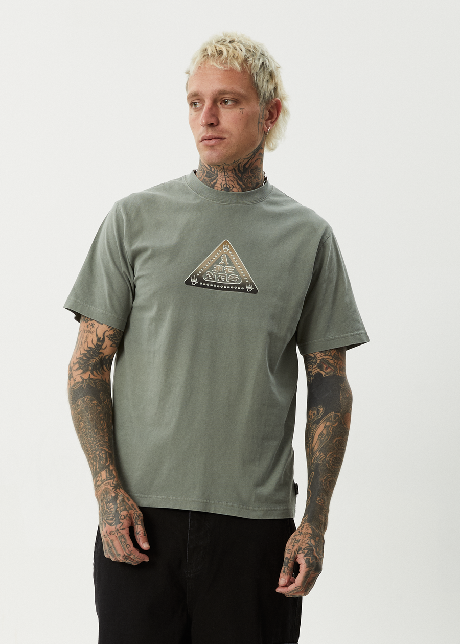 AFENDS Mens Embossed - Retro Tee - Washed Sycamore