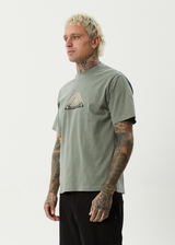 AFENDS Mens Embossed - Retro Tee - Washed Sycamore - Afends mens embossed   retro tee   washed sycamore