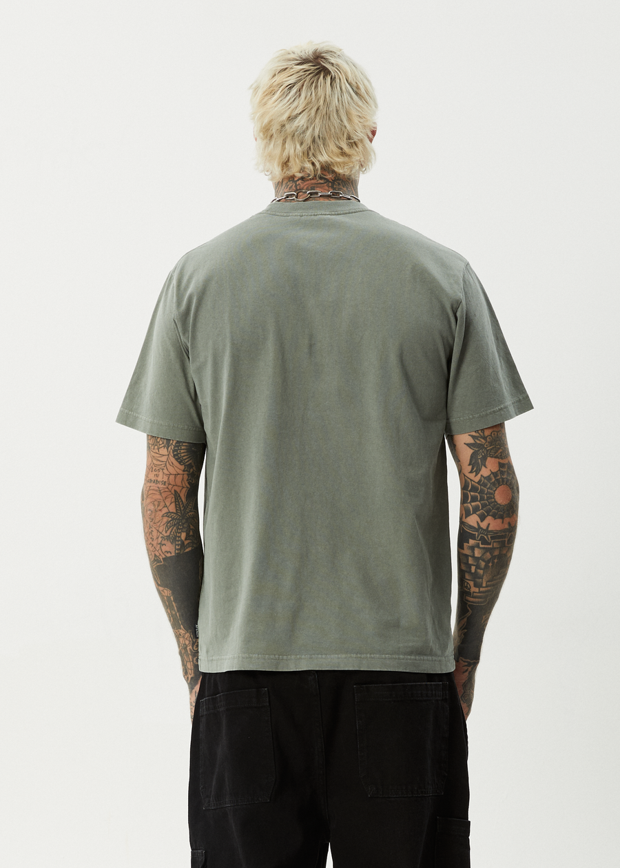 AFENDS Mens Embossed - Retro Tee - Washed Sycamore
