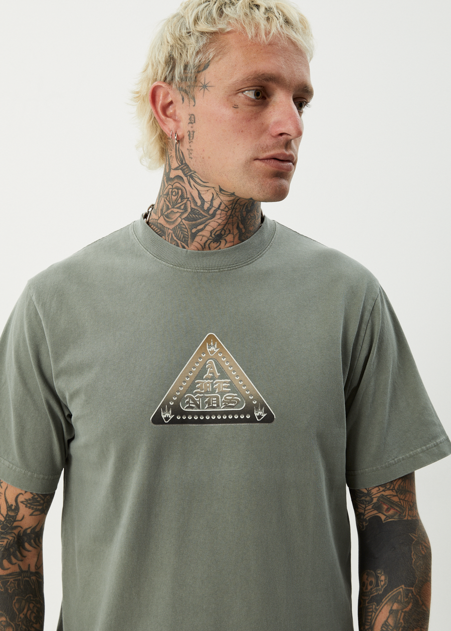 AFENDS Mens Embossed - Retro Tee - Washed Sycamore