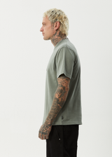 AFENDS Mens Embossed - Retro Tee - Washed Sycamore - Afends mens embossed   retro tee   washed sycamore