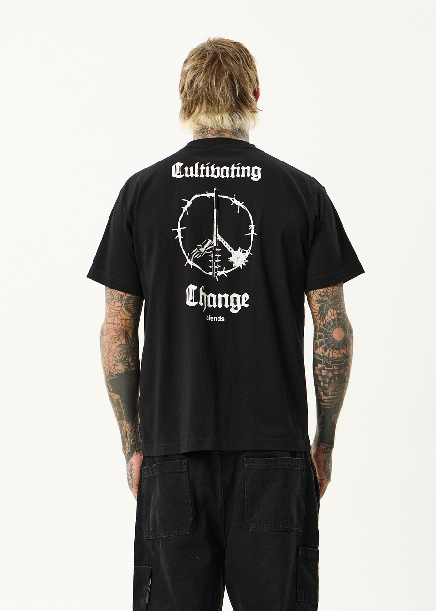 AFENDS Mens Energy - Boxy Tee - Black