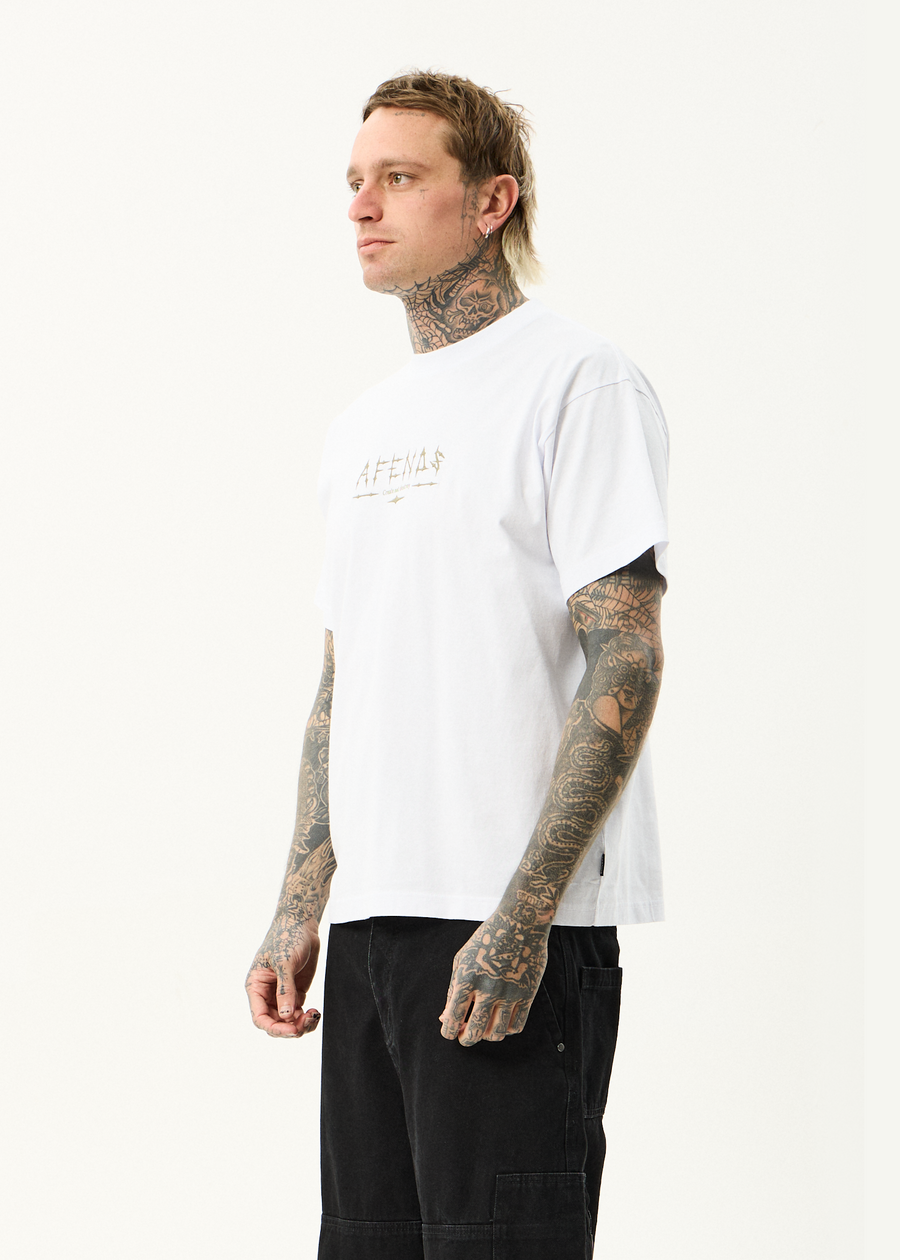 AFENDS Mens Spinal - Boxy Tee - White